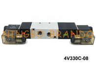 1/4&quot; tipo centro próximo AC220V DC24V do NPT 4V330C-08 AirTAC da maneira pneumática da válvula de solenoide 5/3